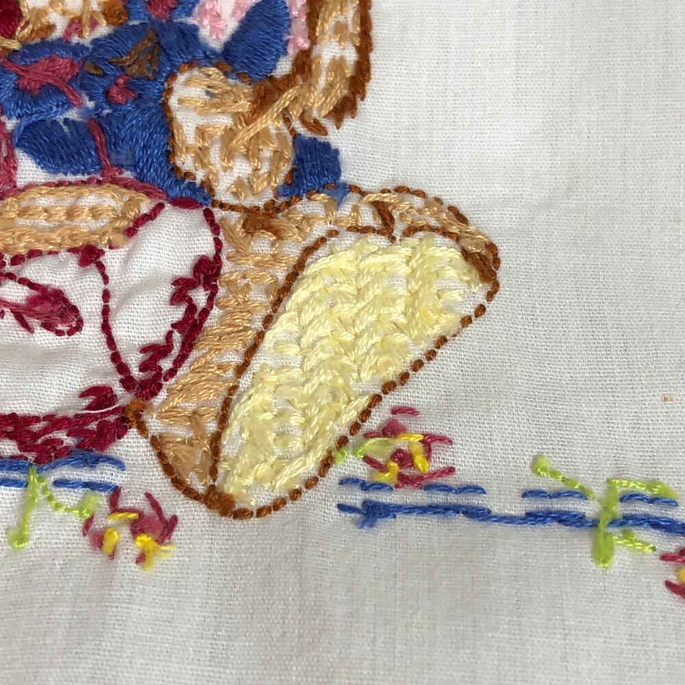 Vintage Embroidered Bunny Rabbit Baby Pillowcase, Handmade - Picture 7 of 10